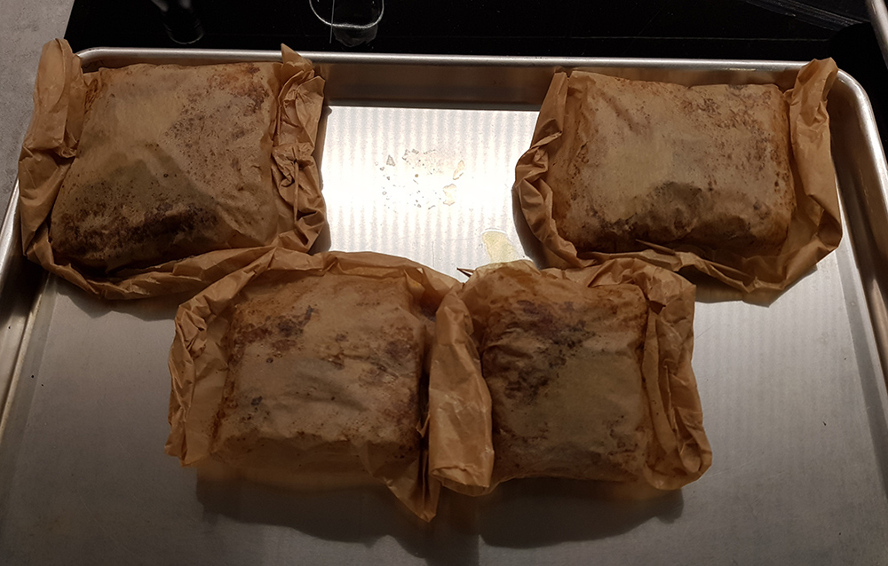 Pork in paper from the oven